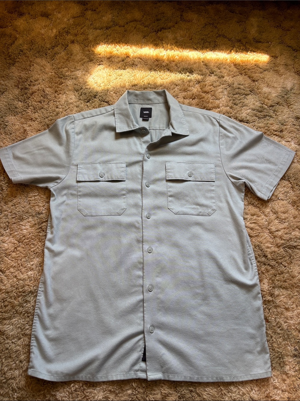 Vans Men's Short Sleeve Button-Up Shirt in Light Green